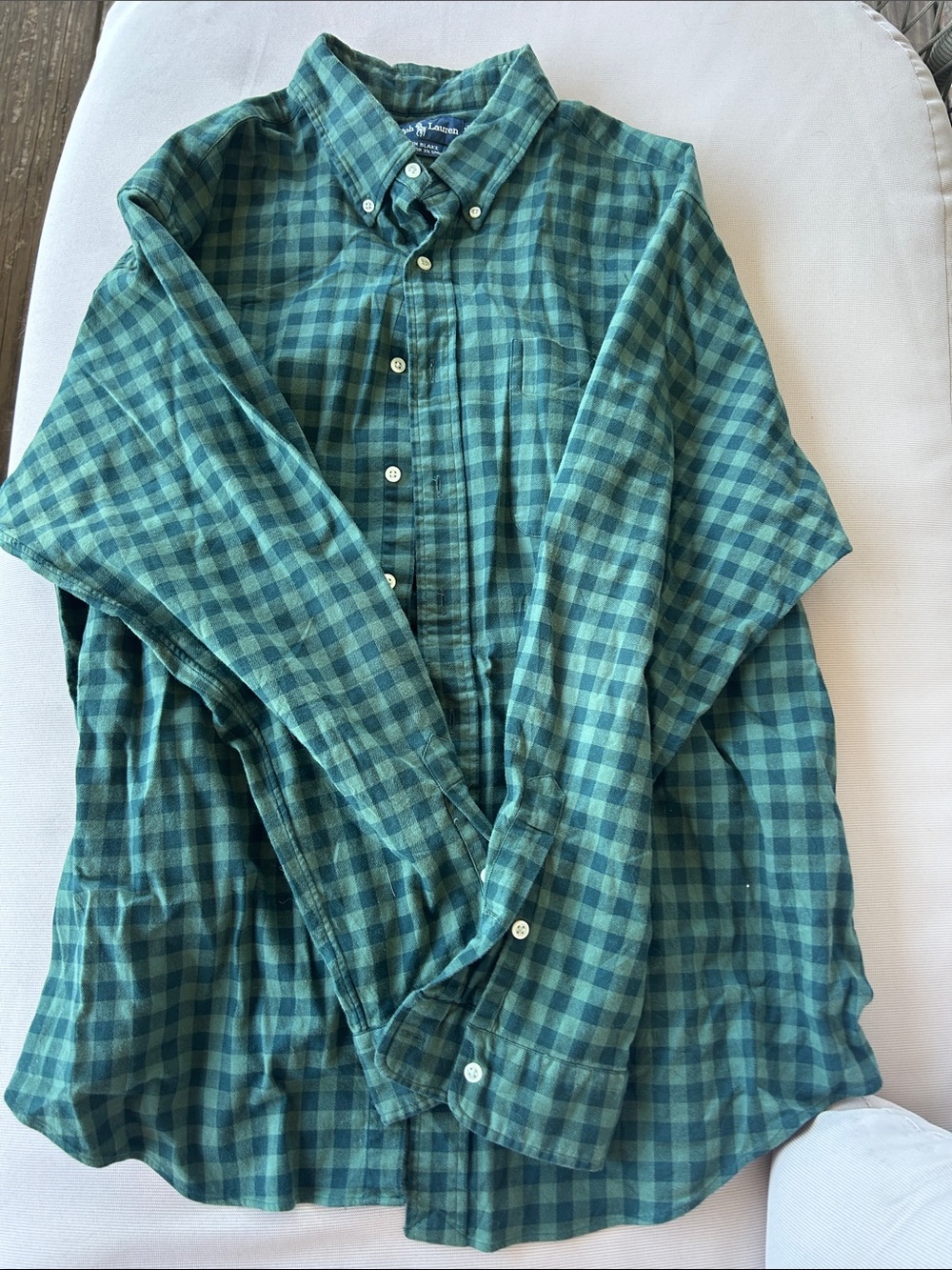 Ralph Lauren Green and Teal Plaid Button-Down Shirt